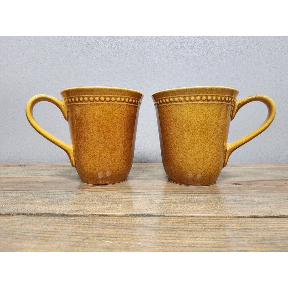 Pier 1 Imports Stoneware Spice Route Ginger Coffee Mugs Set Of 2